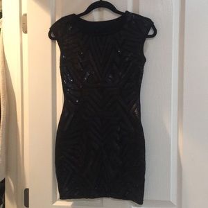 BCBG black sequin tight dress, size XXS